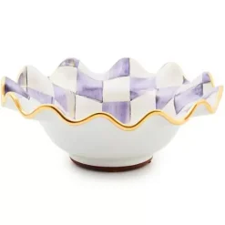 MacKenzie-Childs Plum Check Ceramic Fluted Breakfast Bowl< Dinnerware & Flatware