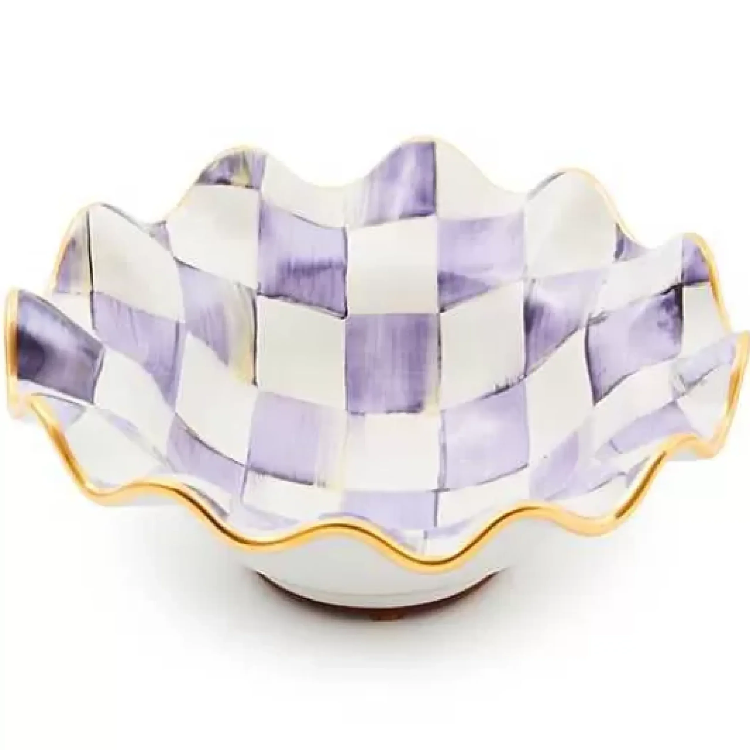 MacKenzie-Childs Plum Check Ceramic Fluted Breakfast Bowl< Dinnerware & Flatware