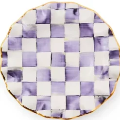 MacKenzie-Childs Plum Check Ceramic Fluted Dessert Plate< Fall Entertaining|Dinnerware & Flatware
