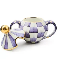 MacKenzie-Childs Plum Check Ceramic Sugar Bowl with Lid< The Coffee Shop|Fall Entertaining