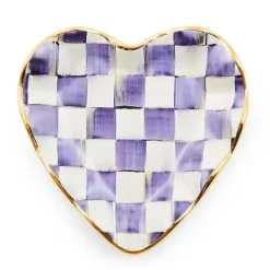 MacKenzie-Childs Plum Check Fluted Ceramic Heart Plate< Room Accents|Serveware
