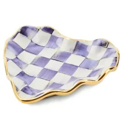 MacKenzie-Childs Plum Check Fluted Ceramic Heart Plate< Room Accents|Serveware