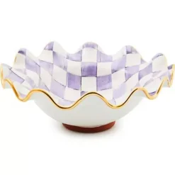 MacKenzie-Childs Plum Check Medium Ceramic Fluted Serving Bowl< Fall Entertaining|Serveware