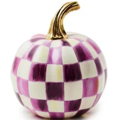MacKenzie-Childs Plum Check Mini Pumpkin< Pumpkins|The Halloween Shop