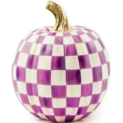MacKenzie-Childs Plum Check Small Pumpkin< The Halloween Shop|The Fall Shop