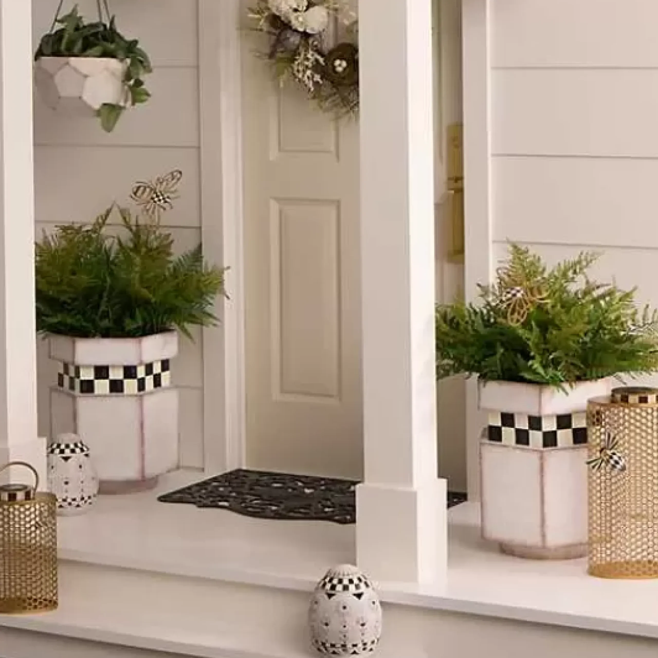 MacKenzie-Childs Potted Large Fern With Bee< Spring|Greenery & Florals