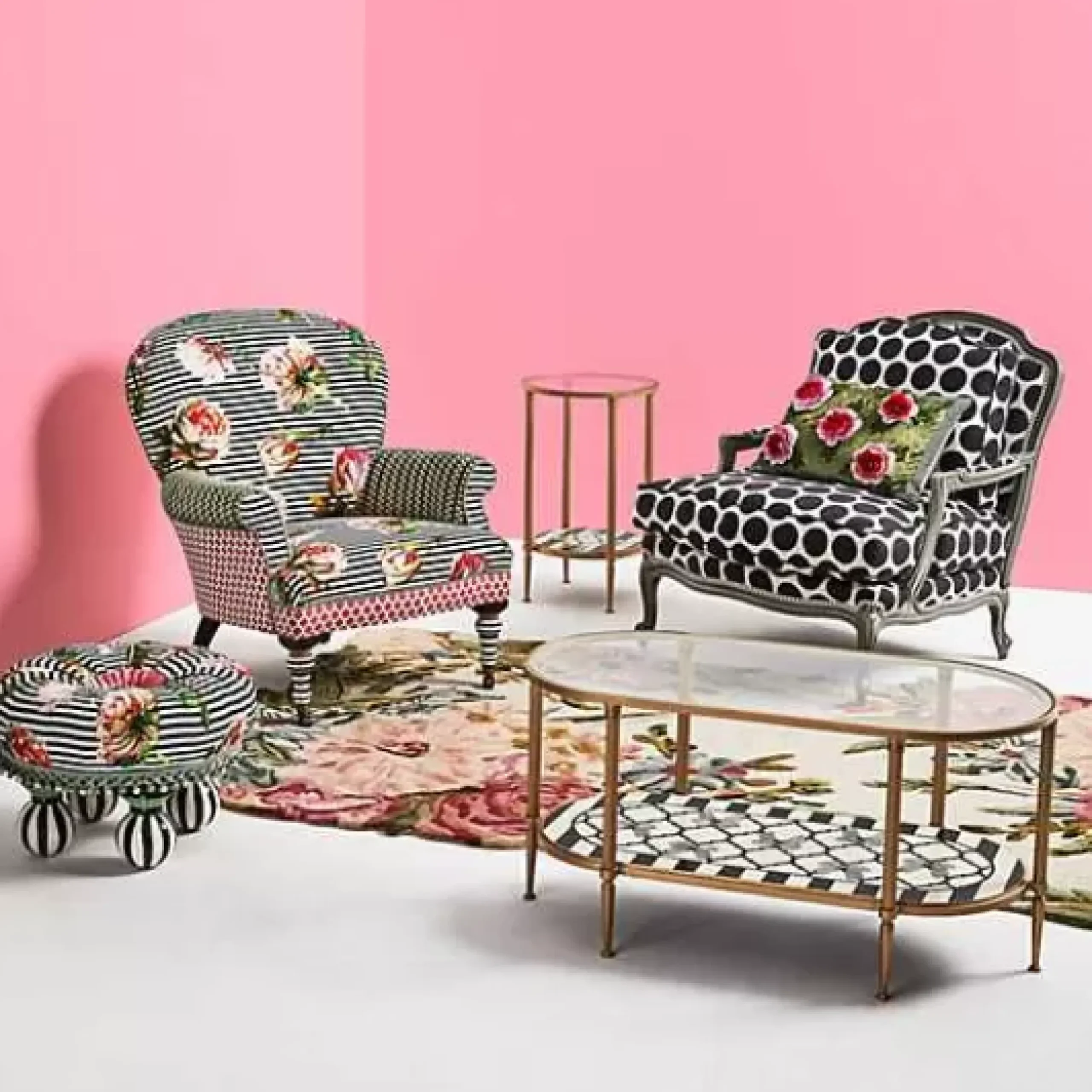 MacKenzie-Childs Pretty As A Bow Accent Table< Living Room