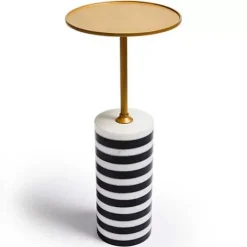 MacKenzie-Childs Priorities Round Stripe Side Table< Entryway Furniture|Living Room