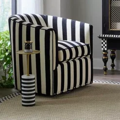 MacKenzie-Childs Priorities Round Stripe Side Table< Entryway Furniture|Living Room