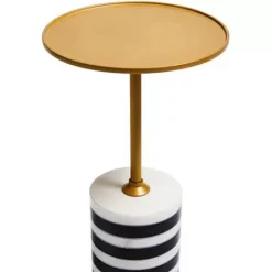 MacKenzie-Childs Priorities Round Stripe Side Table< Entryway Furniture|Living Room