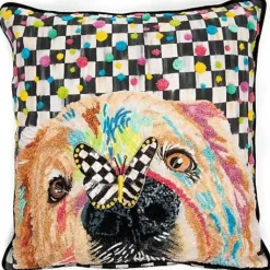 MacKenzie-Childs Puppy Dot Throw Pillow< Spring|Pillows, Throws, & Cushions