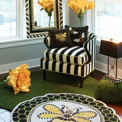 MacKenzie-Childs Queen Bee Black Throw Pillow< Pillows, Throws, & Cushions