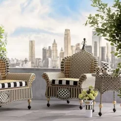 MacKenzie-Childs Queen Bee Courtyard Outdoor Wing Chair< Outdoor|Spring
