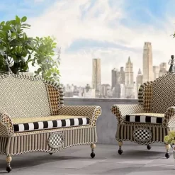 MacKenzie-Childs Queen Bee Courtyard Outdoor Loveseat< Outdoor