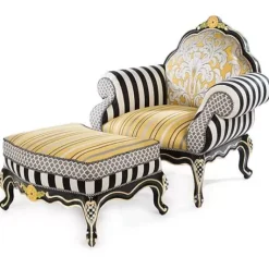 MacKenzie-Childs Queen Bee Ottoman< Living Room