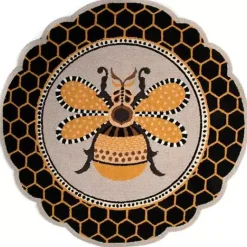 MacKenzie-Childs Queen Bee Rug 4' Round Rug< Rugs