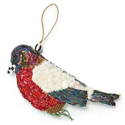 MacKenzie-Childs Red Bird Beaded Ornament< Holiday