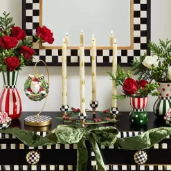 MacKenzie-Childs Red  Green Ceramic Vases, Set of 3< Holiday|Greenery & Florals