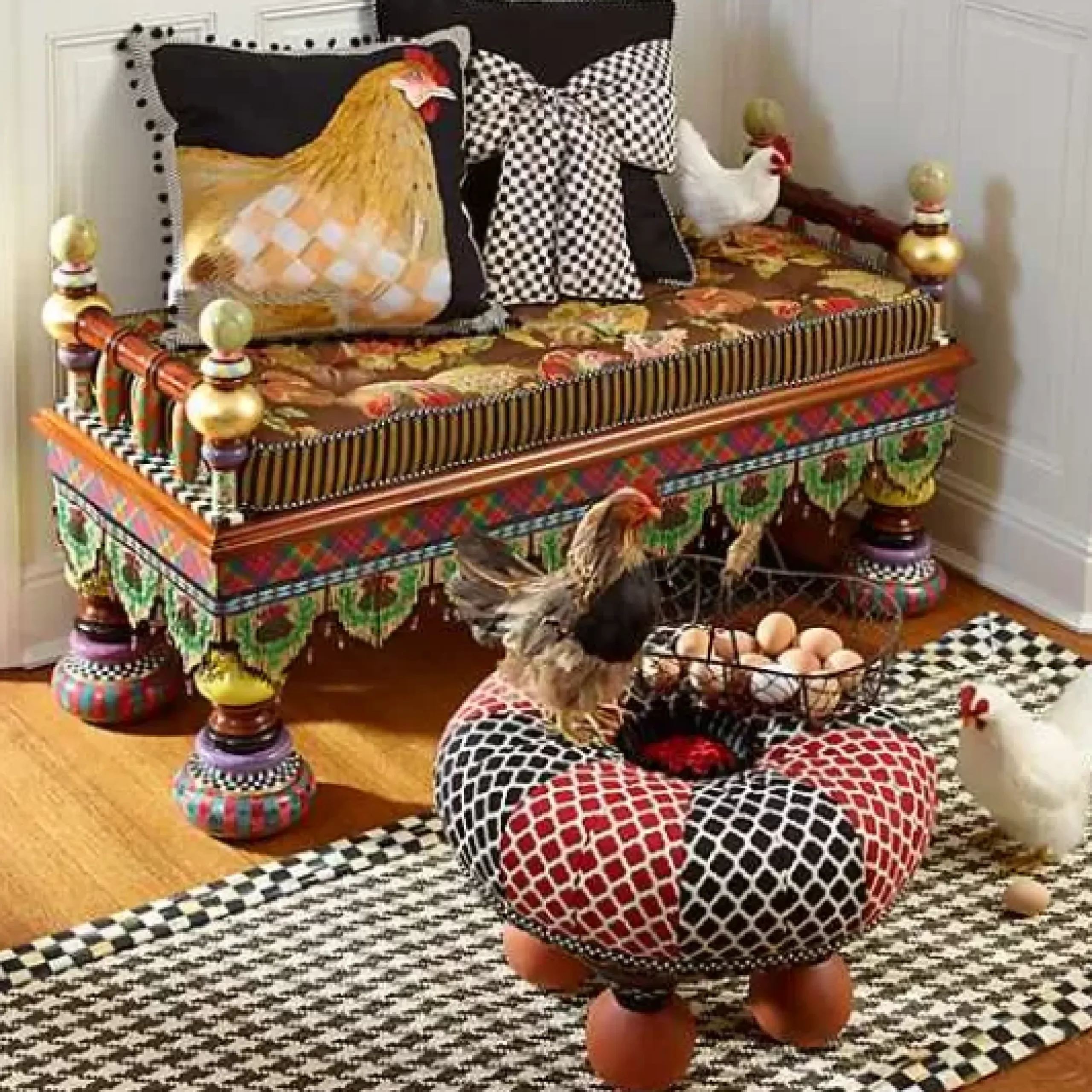 MacKenzie-Childs Ridiculous Bench< Entryway Furniture|Living Room