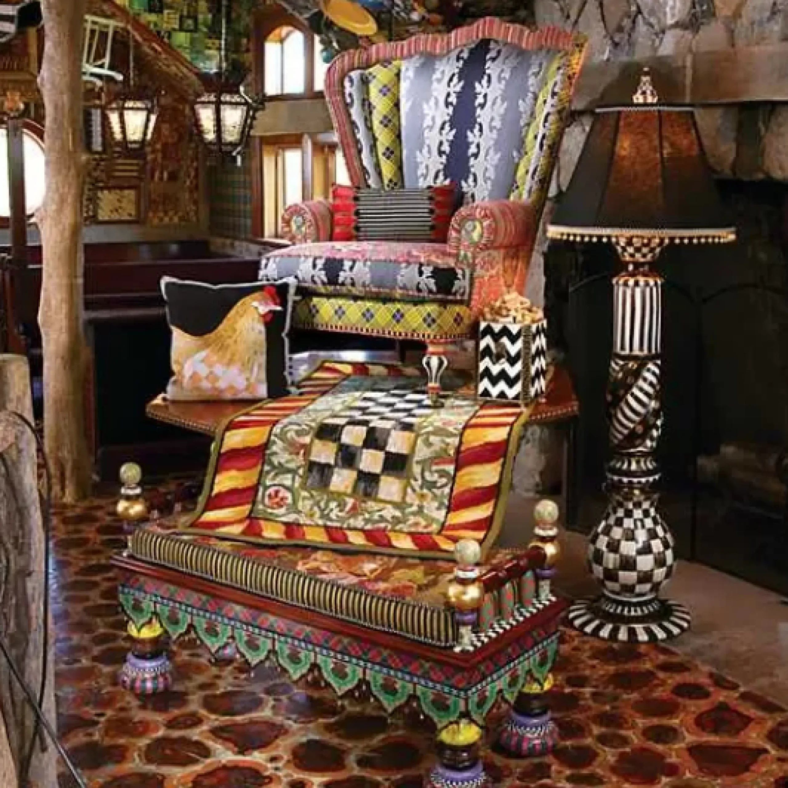 MacKenzie-Childs Ridiculous Bench< Entryway Furniture|Living Room