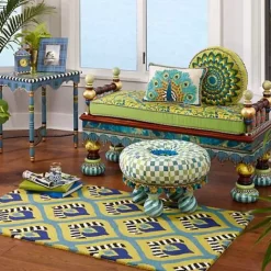 MacKenzie-Childs Ridiculous Peacock Bench< Entryway Furniture|Bedroom