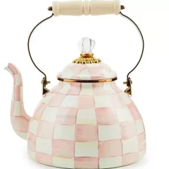 MacKenzie-Childs Rosy Check 3 Quart Tea Kettle< Easter|Spring
