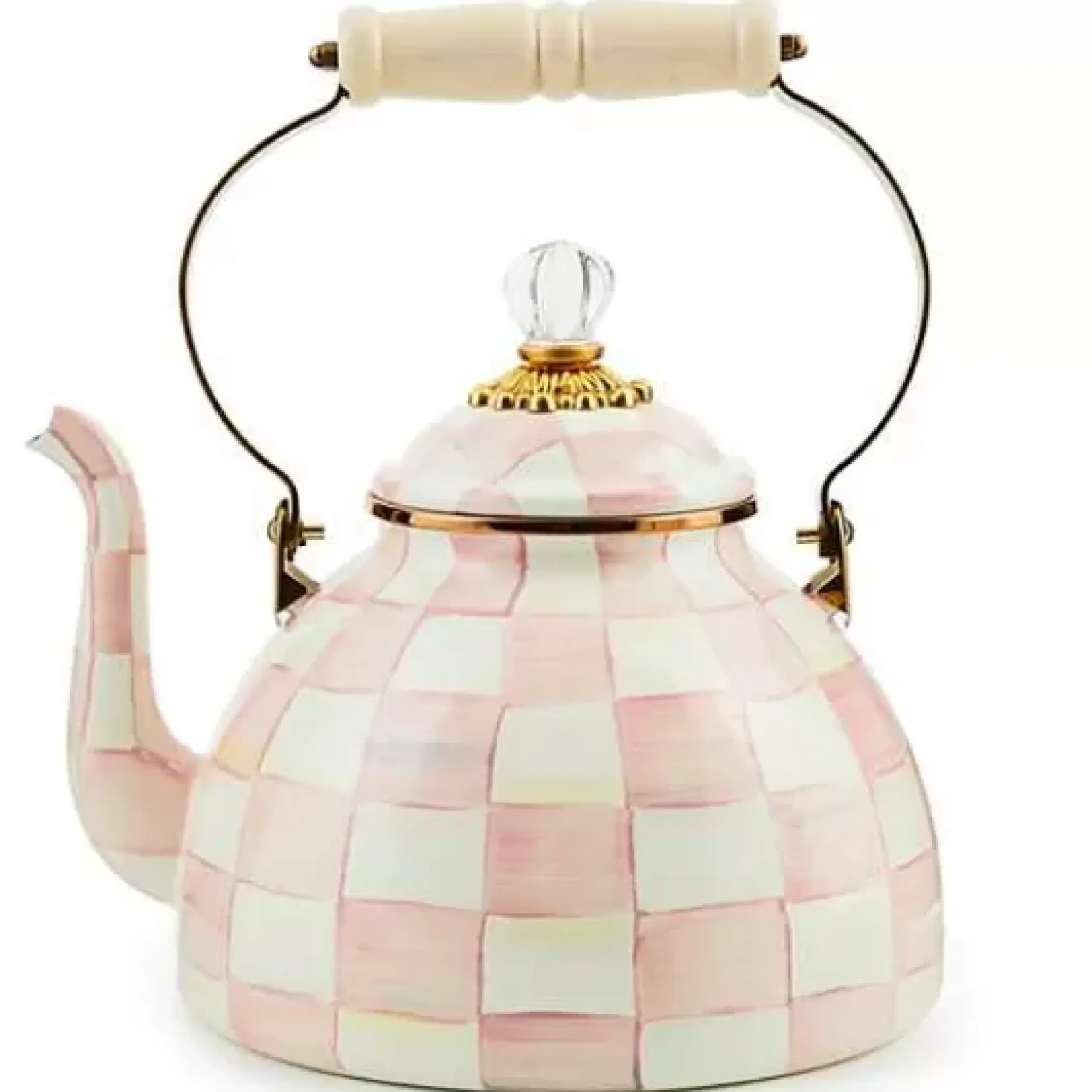 MacKenzie-Childs Rosy Check 3 Quart Tea Kettle< Easter|Spring