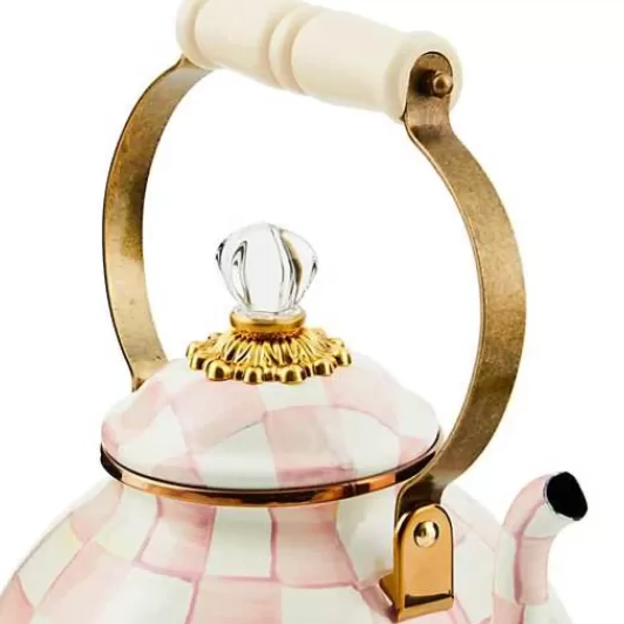 MacKenzie-Childs Rosy Check 3 Quart Tea Kettle< Easter|Spring
