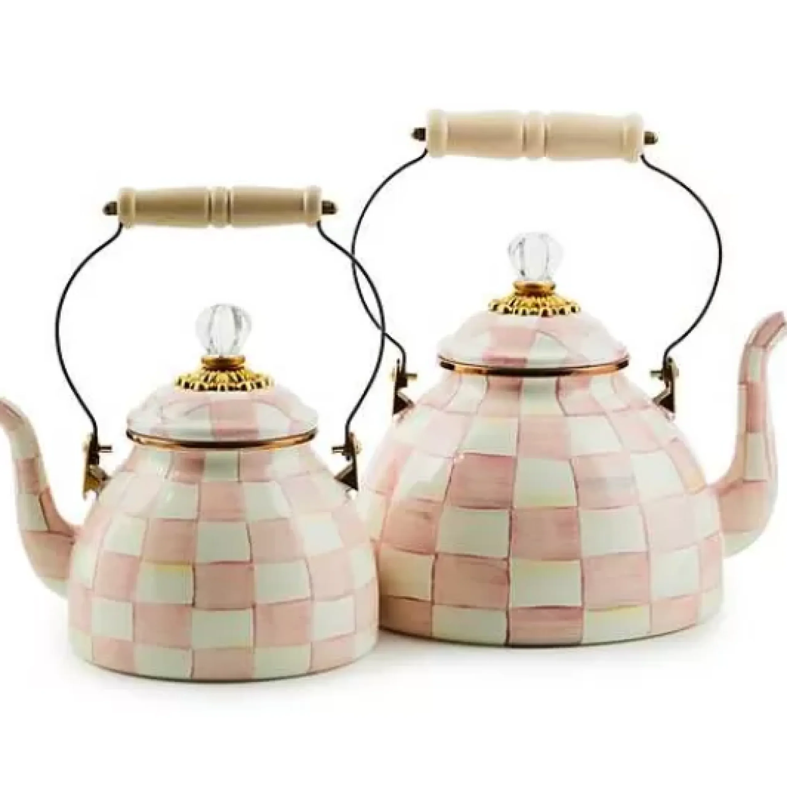 MacKenzie-Childs Rosy Check 3 Quart Tea Kettle< Easter|Spring