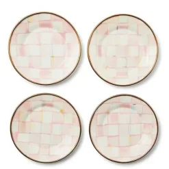 MacKenzie-Childs Rosy Check Appetizer Plates, Set of 4< Kitchen & Dining Sets|Fall Entertaining