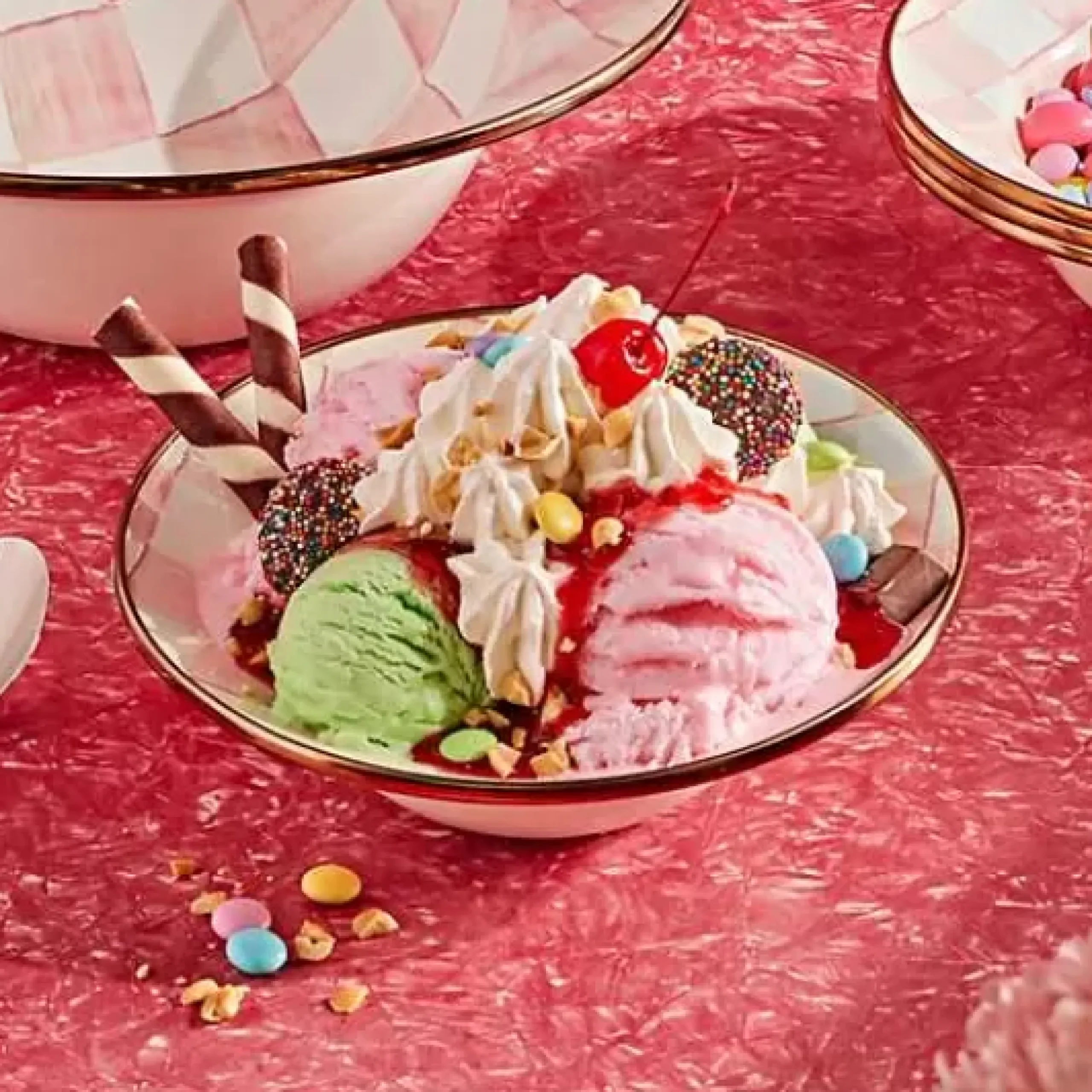 MacKenzie-Childs Rosy Check Breakfast Bowl< Spring|Dinnerware & Flatware