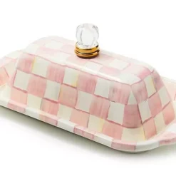 MacKenzie-Childs Rosy Check Butter Box< Fall Entertaining|Serveware