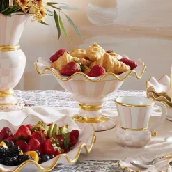 MacKenzie-Childs Rosy Check Ceramic Compote< Fall Entertaining|Serveware