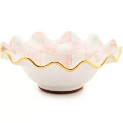 MacKenzie-Childs Rosy Check Ceramic Fluted Breakfast Bowl< Dinnerware & Flatware
