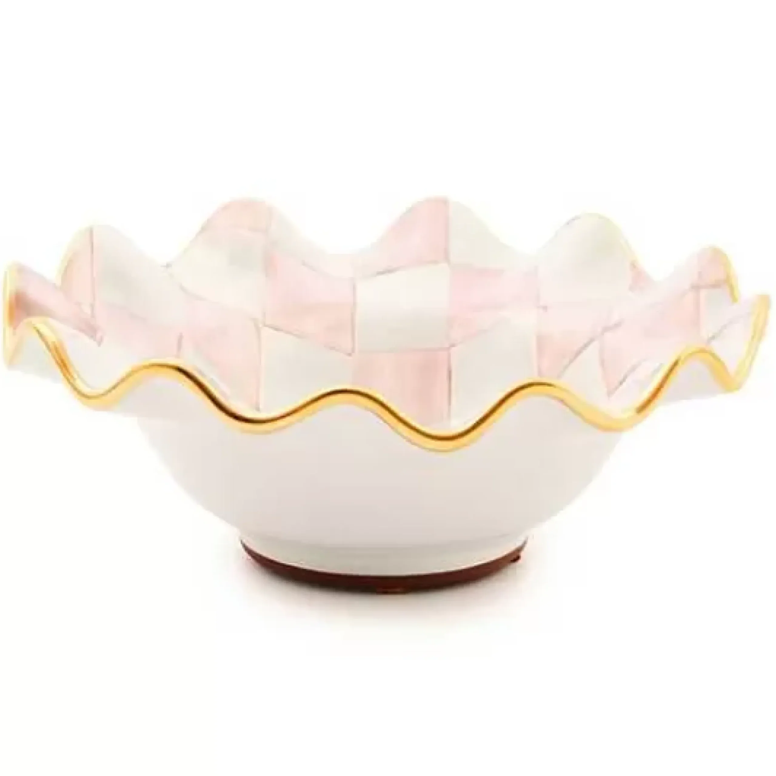 MacKenzie-Childs Rosy Check Ceramic Fluted Breakfast Bowl< Dinnerware & Flatware