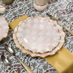 MacKenzie-Childs Rosy Check Ceramic Fluted Dinner Plate< Fall Entertaining|Dinnerware & Flatware