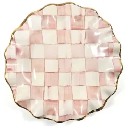 MacKenzie-Childs Rosy Check Ceramic Fluted Dessert Plate< Fall Entertaining|Dinnerware & Flatware