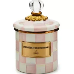 MacKenzie-Childs Rosy Check Demi Canister< Room Accents|Kitchen Storage & Organization