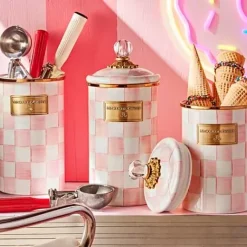 MacKenzie-Childs Rosy Check Large Canister< Spring|Room Accents