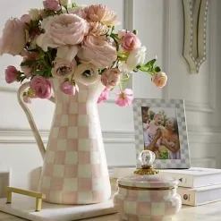 MacKenzie-Childs Rosy Check Large Practical Pitcher< Fall Entertaining|Bar Entertaining