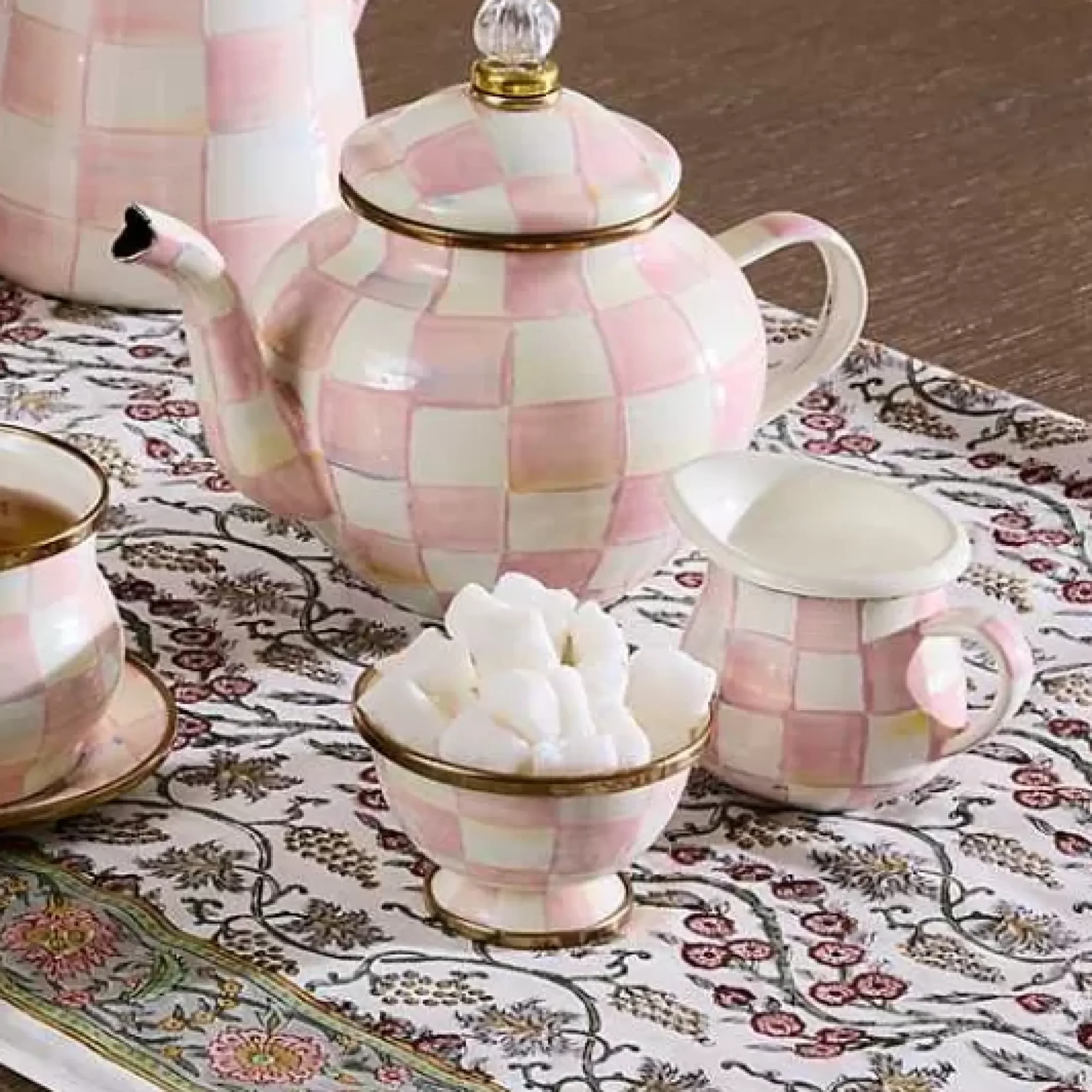 MacKenzie-Childs Rosy Check Little Sugar Bowl< Fall Entertaining|The Coffee Shop