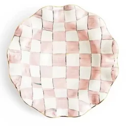 MacKenzie-Childs Rosy Check Medium Ceramic Fluted Serving Bowl< Fall Entertaining|Serveware