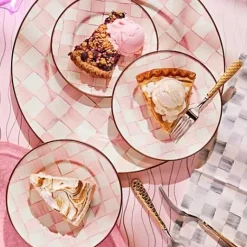 MacKenzie-Childs Rosy Check Salad/Dessert Plate< Easter|Spring