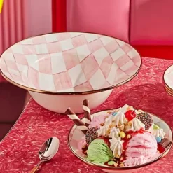 MacKenzie-Childs Rosy Check Serving Bowl< Easter|Spring