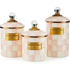 MacKenzie-Childs Rosy Check Small Canister< Spring|Room Accents