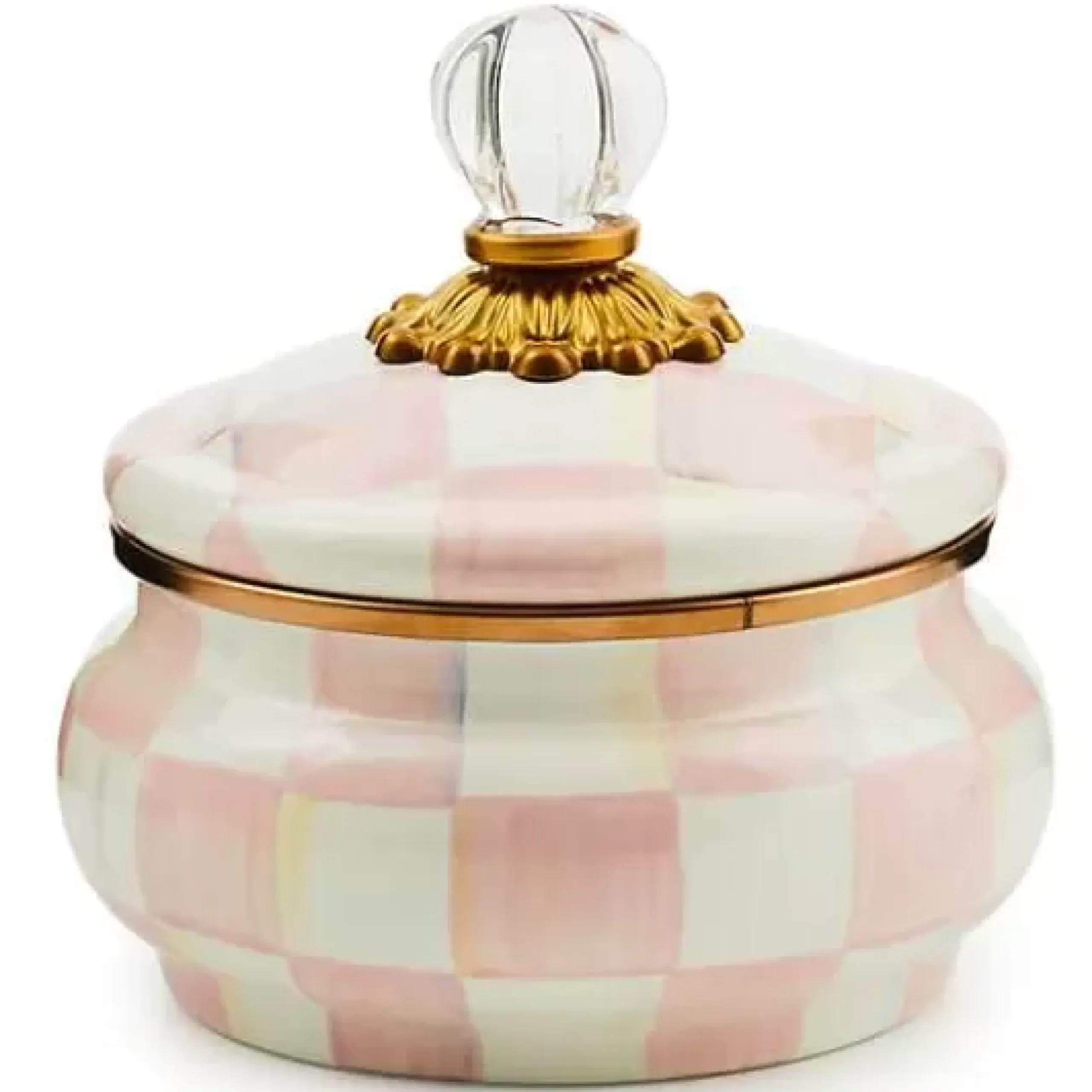 MacKenzie-Childs Rosy Check Squashed Pot< Spring|Bath & Bath Accessories