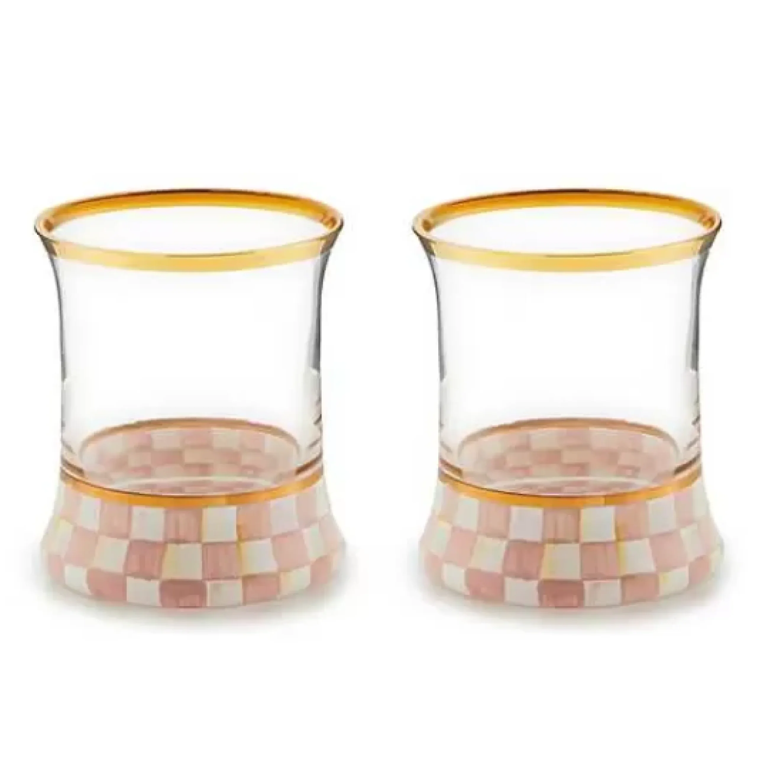 MacKenzie-Childs Rosy Check Tumbler Glass, Set of 2< Spring|Drinkware