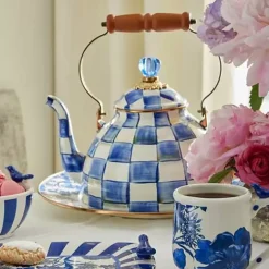 MacKenzie-Childs Royal Check 3 Quart Tea Kettle< Tea Kettles