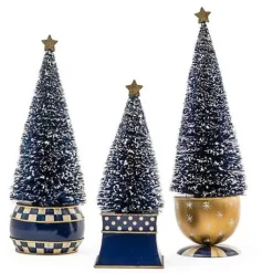 MacKenzie-Childs Royal Check Bottle Brush Tree, Set of 3< Holiday|Decor Sets