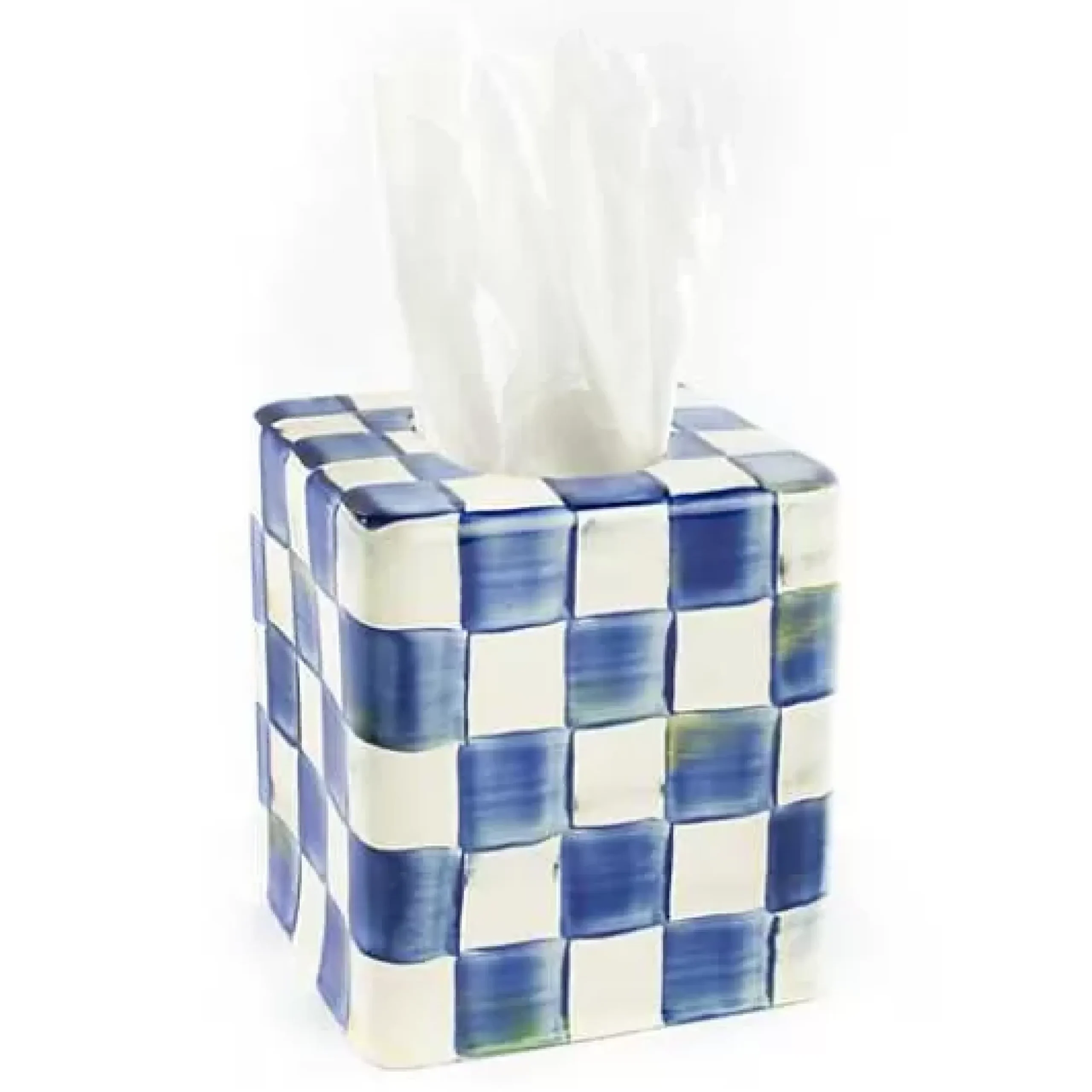 MacKenzie-Childs Royal Check Boutique Tissue Box Cover< Bath & Bath Accessories|Room Accents